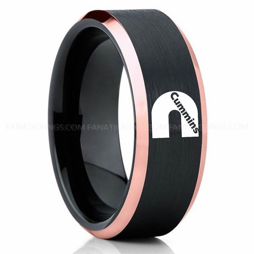 CUMMINS Black Pink 3 Cummins Ring, Engine Ring, Trucker Ring, Cummins Wedding Band, Cummins Wedding Ring - Image 1
