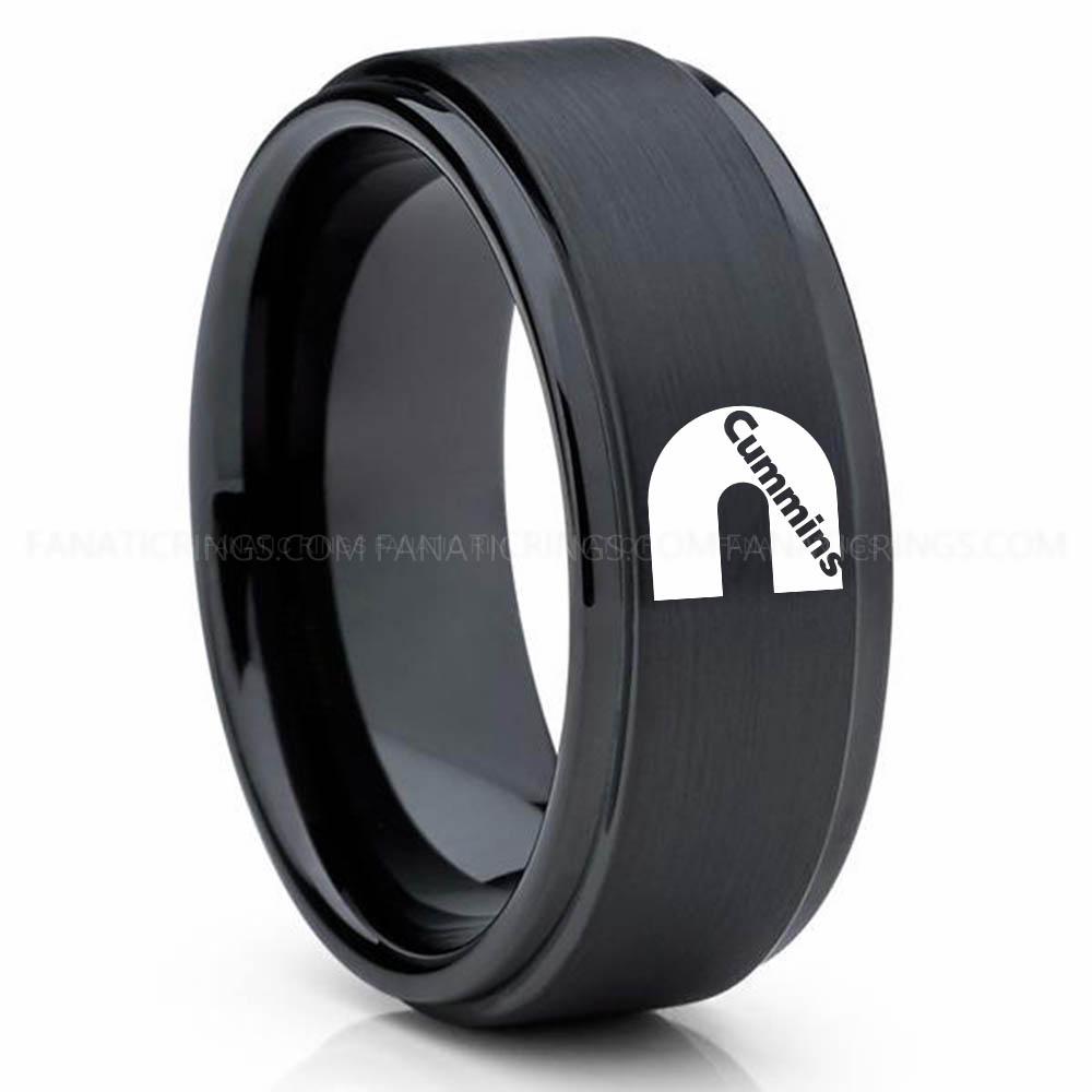 CUMMINS Black Cummins Ring, Engine Ring, Trucker Ring, Cummins Wedding Band, Cummins Wedding Ring - Image 1