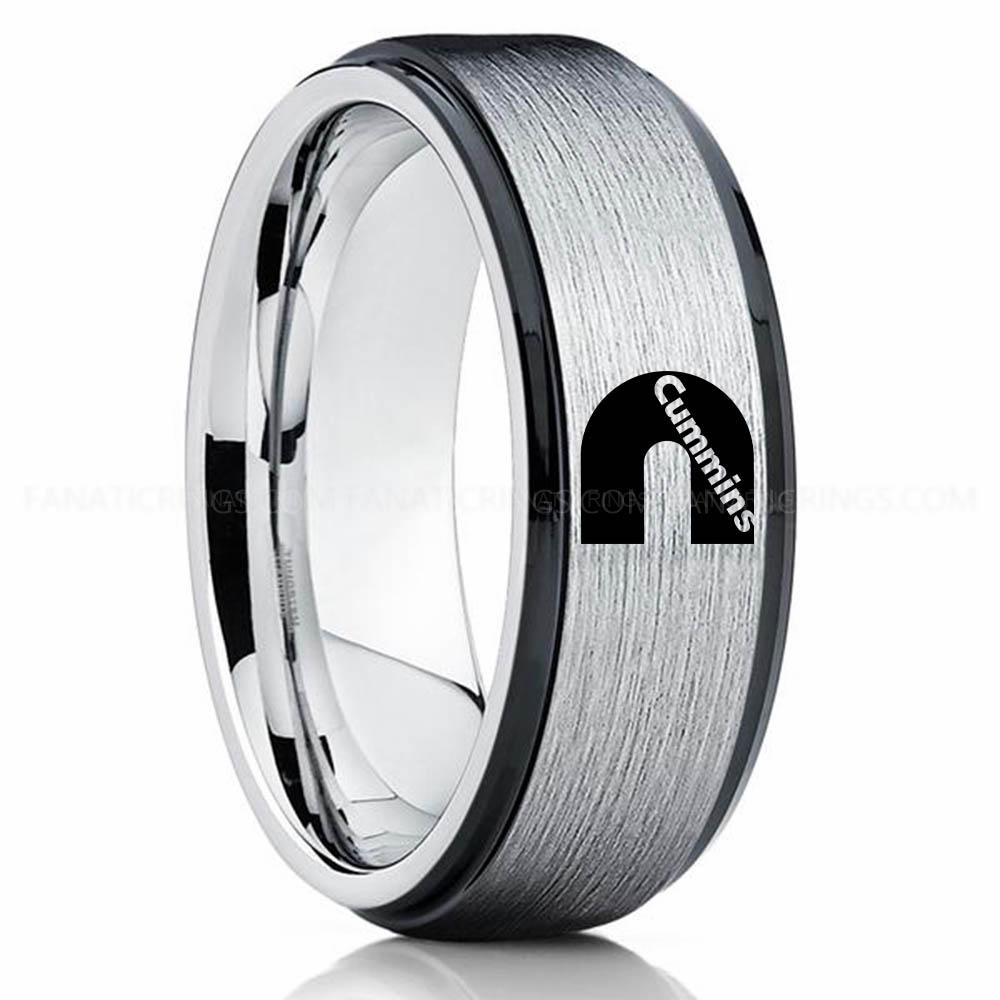 CUMMINS Silver Cummins Ring, Engine Ring, Trucker Ring, Cummins Wedding Band, Cummins Wedding Ring - Image 1