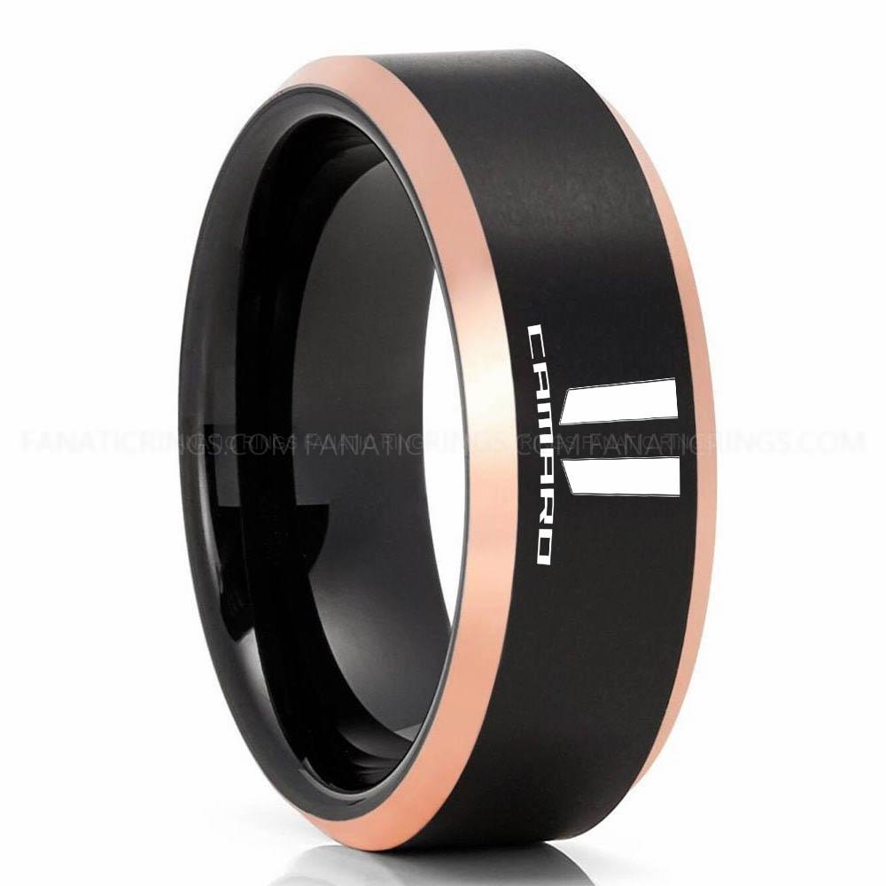 Camaro Black Pink 3 Camaro Ring, Chevy Camaro Ring, Camaro Wedding Band, Camaro Wedding Ring, Chevy Camaro Jewelry - Image 1