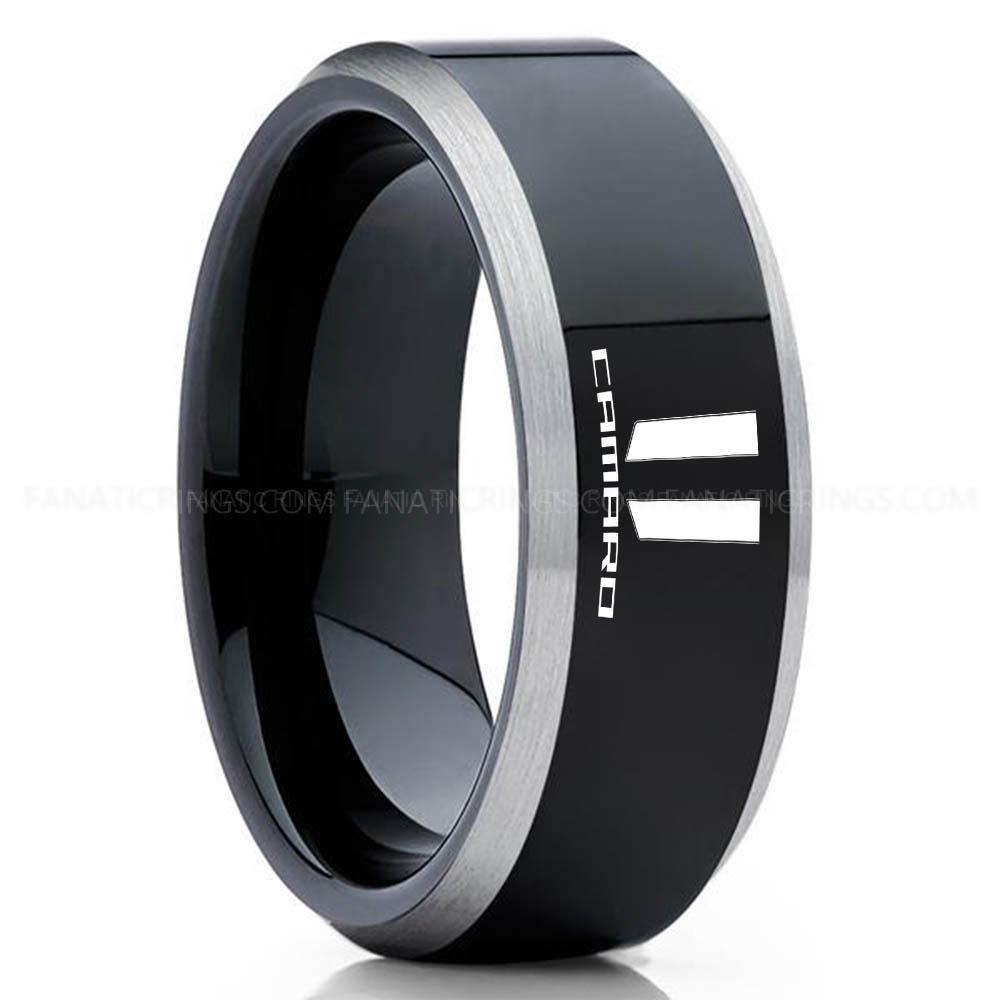 Camaro Black Silver Camaro Ring, Chevy Camaro Ring, Camaro Wedding Band, Camaro Wedding Ring, Chevy Camaro Jewelry - Image 1
