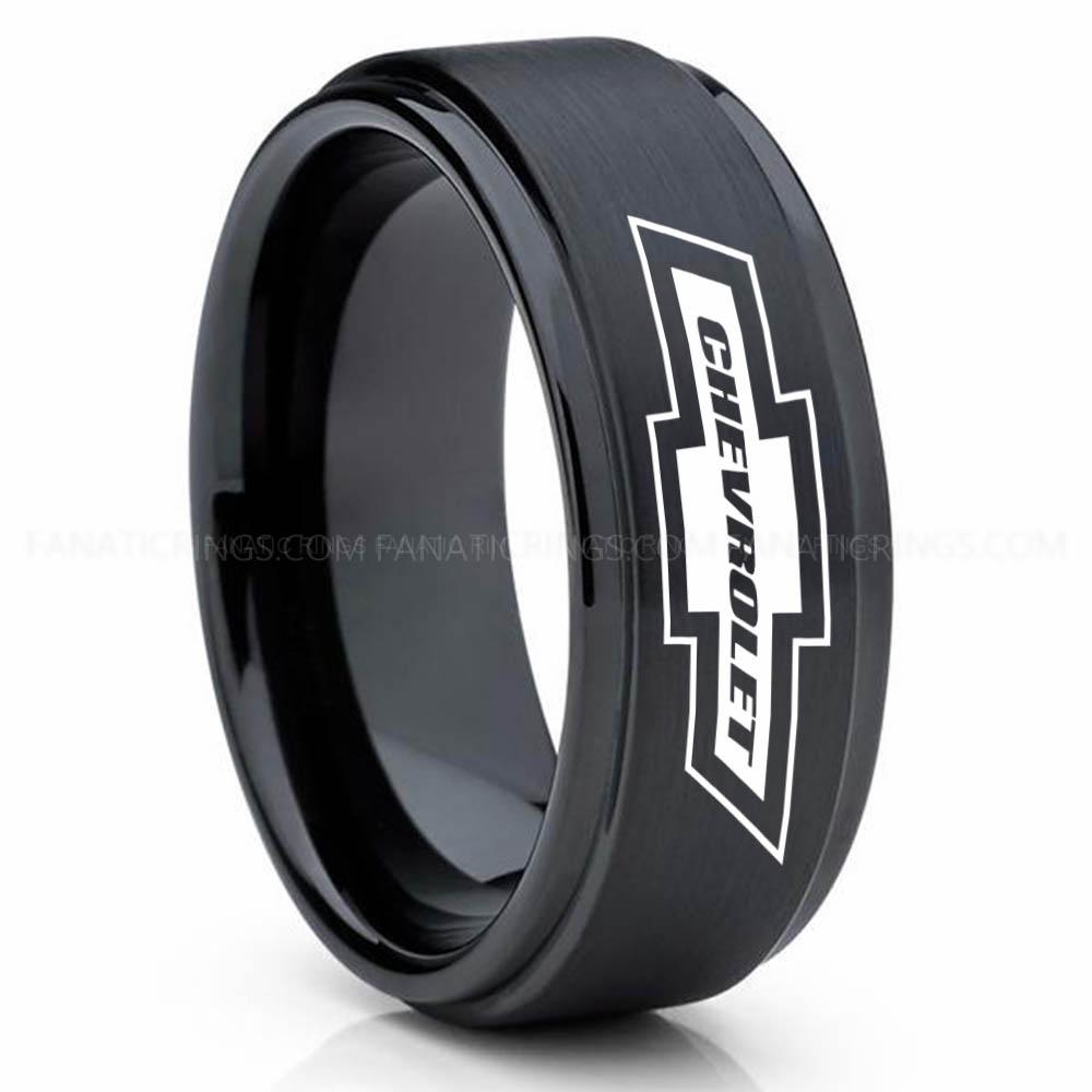 Chevrolet Black (1) Chevy Ring, Chevrolet Ring, Chevy Bowtie Ring, Auto Racing Ring, Chevy Wedding Band, Chevrolet Wedding Ring - Image 1