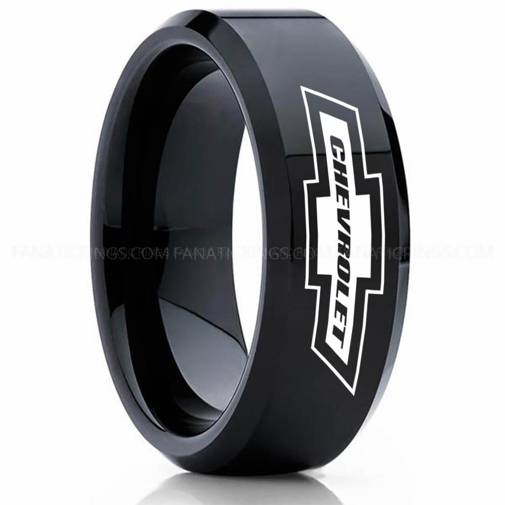 Chevrolet Black (3) Chevy Ring, Chevrolet Ring, Chevy Bowtie Ring, Auto Racing Ring, Chevy Wedding Band, Chevrolet Wedding Ring - Image 1