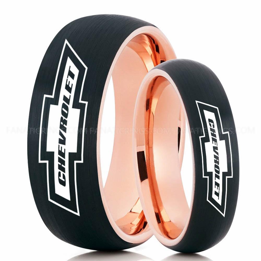 Chevrolet Black Pink (3) Chevy Ring, Chevrolet Ring, Chevy Bowtie Ring, Auto Racing Ring, Chevy Wedding Band, Chevrolet Wedding Ring - Image 1