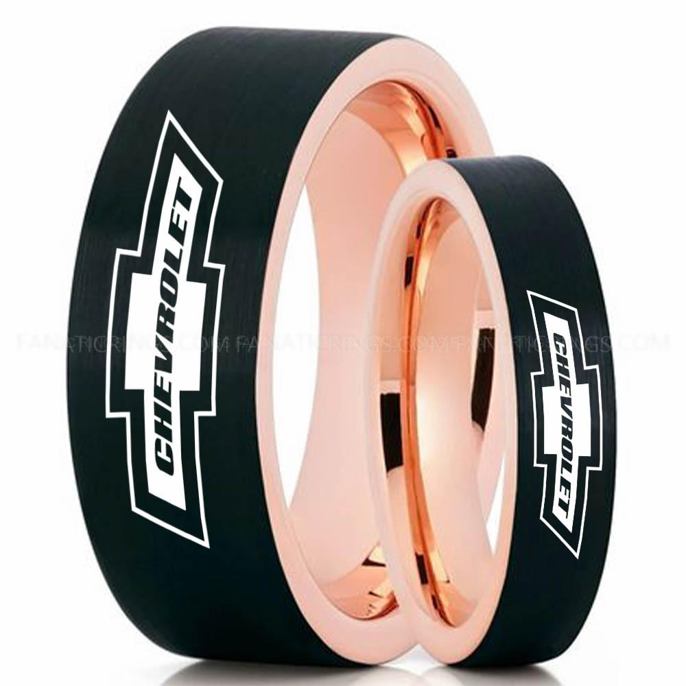 Chevrolet Black Pink (5) Chevy Rings, Chevrolet Rings, Chevy Bowtie Rings, Auto Racing Rings, Chevy Wedding Bands, Chevrolet Wedding Rings - Image 1
