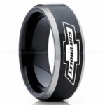 Chevy Ring, Chevrolet Ring, Chevy Bowtie Ring, Auto Racing Ring, Chevy Wedding Band, Chevrolet Wedding Ring