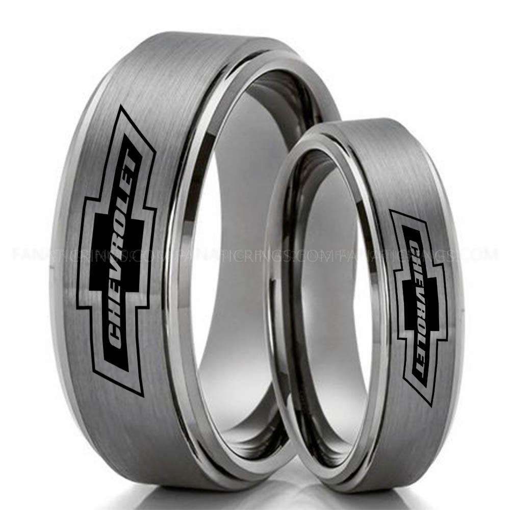 Chevrolet Silver (2) Chevy Ring, Chevrolet Ring, Chevy Bowtie Ring, Auto Racing Ring, Chevy Wedding Band, Chevrolet Wedding Ring - Image 1