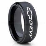 Chevy Ring, Chevrolet Ring, Chevy Bowtie Ring, Auto Racing Ring, Chevy Wedding Band, Chevrolet Wedding Ring
