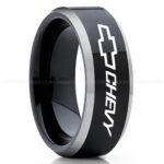 Chevy Ring, Chevrolet Ring, Chevy Bowtie Ring, Auto Racing Ring, Chevy Wedding Band, Chevrolet Wedding Ring