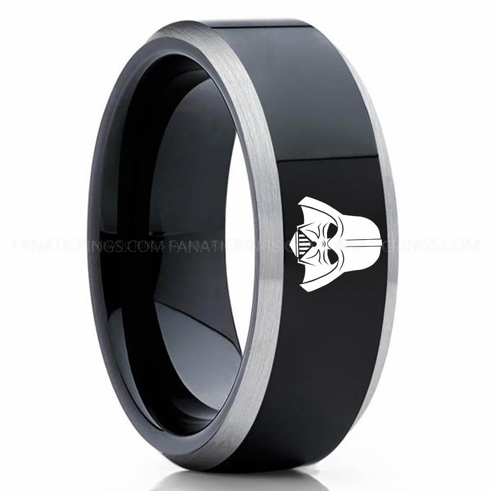 Darth Vador Black 3 Darth Vader Ring, Darth Vader Ring, Darth Vader Wedding Band, Darth Vader Wedding Ring - Image 1