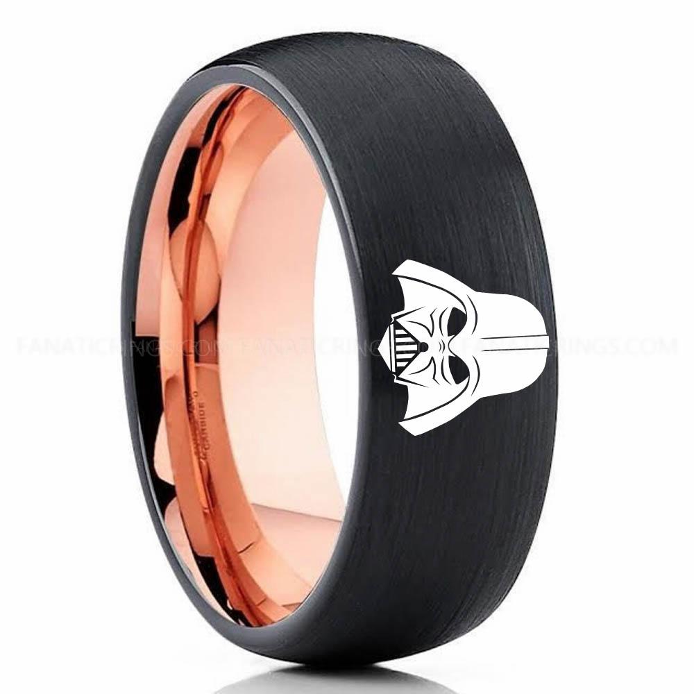 Darth Vador Black Pink 2 Darth Vader Ring, Darth Vader Ring, Darth Vader Wedding Band, Darth Vader Wedding Ring - Image 1