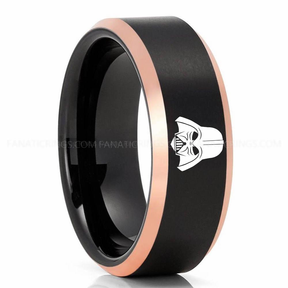 Darth Vador Black Pink 3 Darth Vader Ring, Darth Vader Ring, Darth Vader Wedding Band, Darth Vader Wedding Ring - Image 1