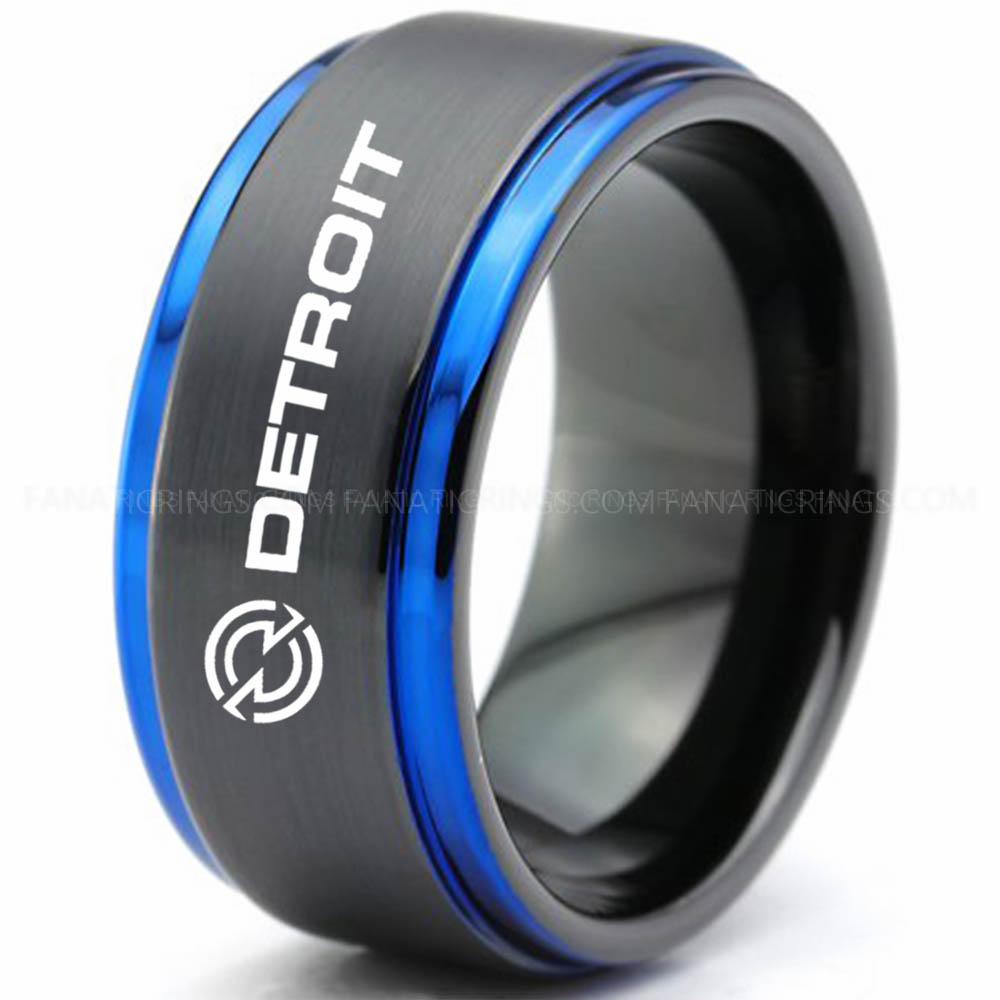 Detroit Black Blue 2 Detroit Diesel Ring, Detroit Engine Ring, Detroit Diesel Wedding Band, Detroit Diesel Jewelry - Image 1