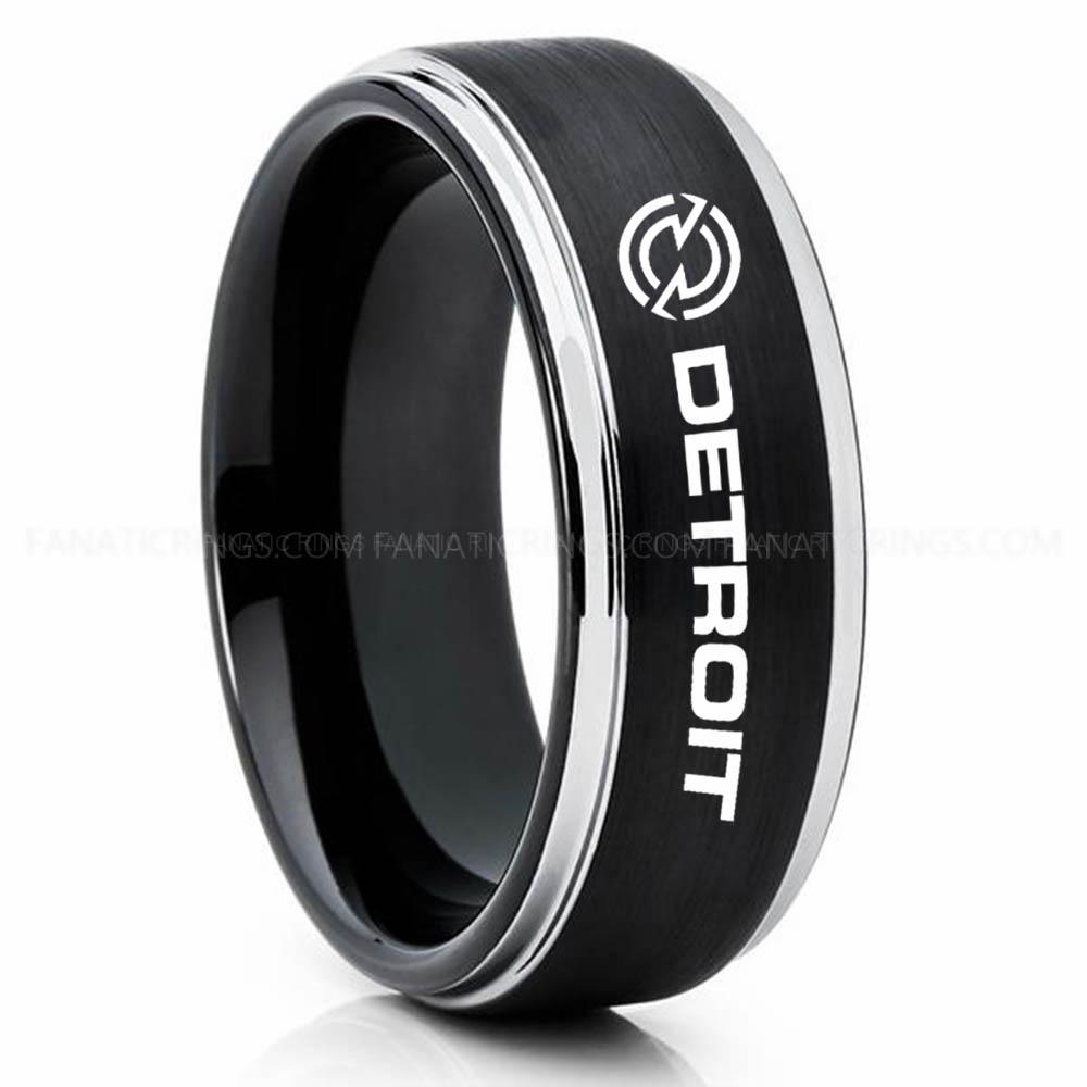 Detroit Black Silver Detroit Diesel Ring, Detroit Engine Ring, Detroit Diesel Wedding Band, Detroit Diesel Jewelry - Image 1