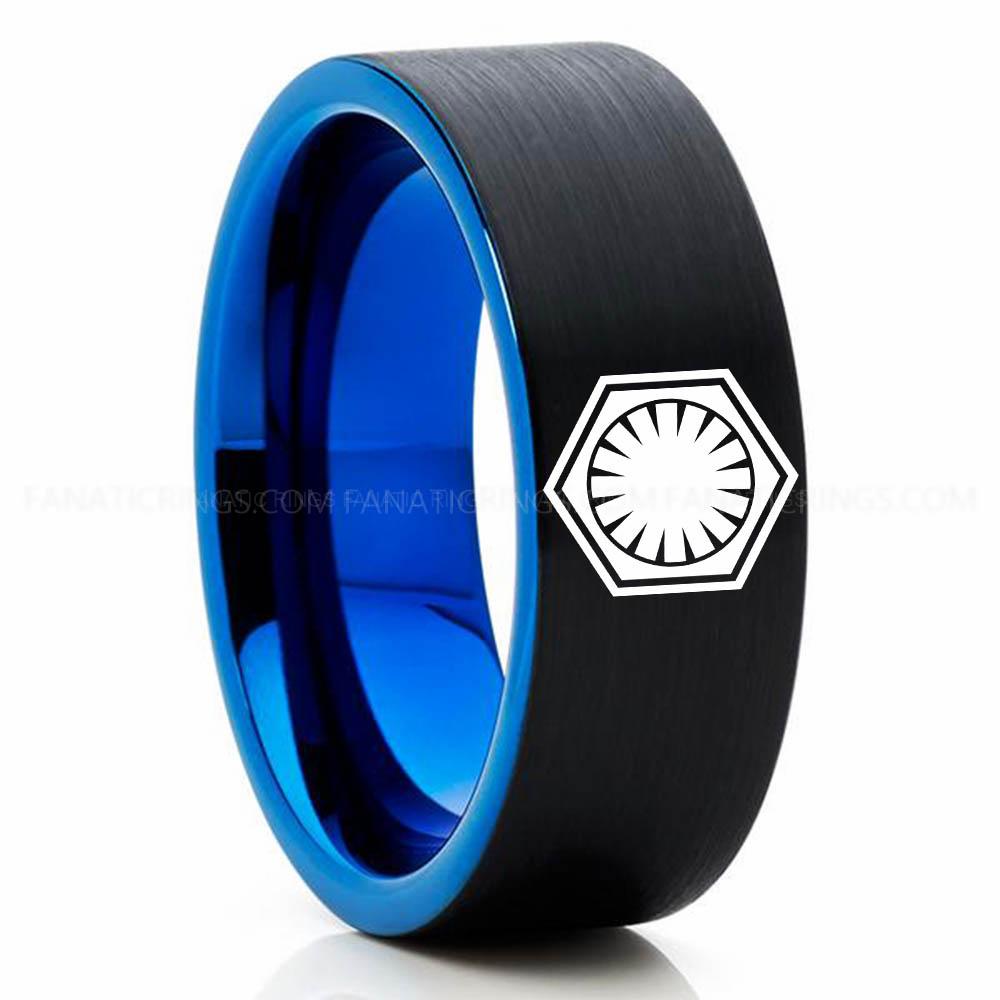 First Order Black Blue (2) First Order Ring, Star Wars Ring, Star Wars Wedding Band, Star Wars Wedding Ring - Image 1