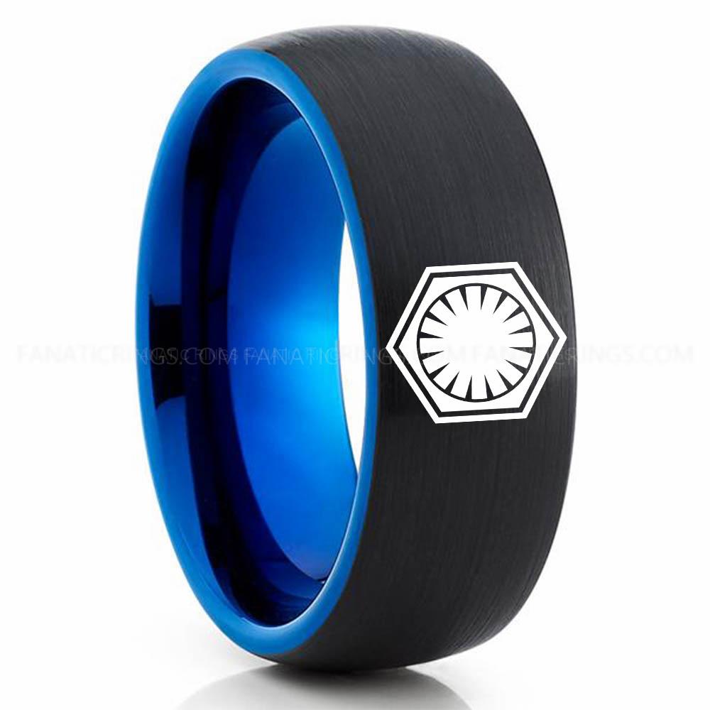 First Order Black Blue (3) First Order Ring, Star Wars Ring, Star Wars Wedding Band, Star Wars Wedding Ring - Image 1