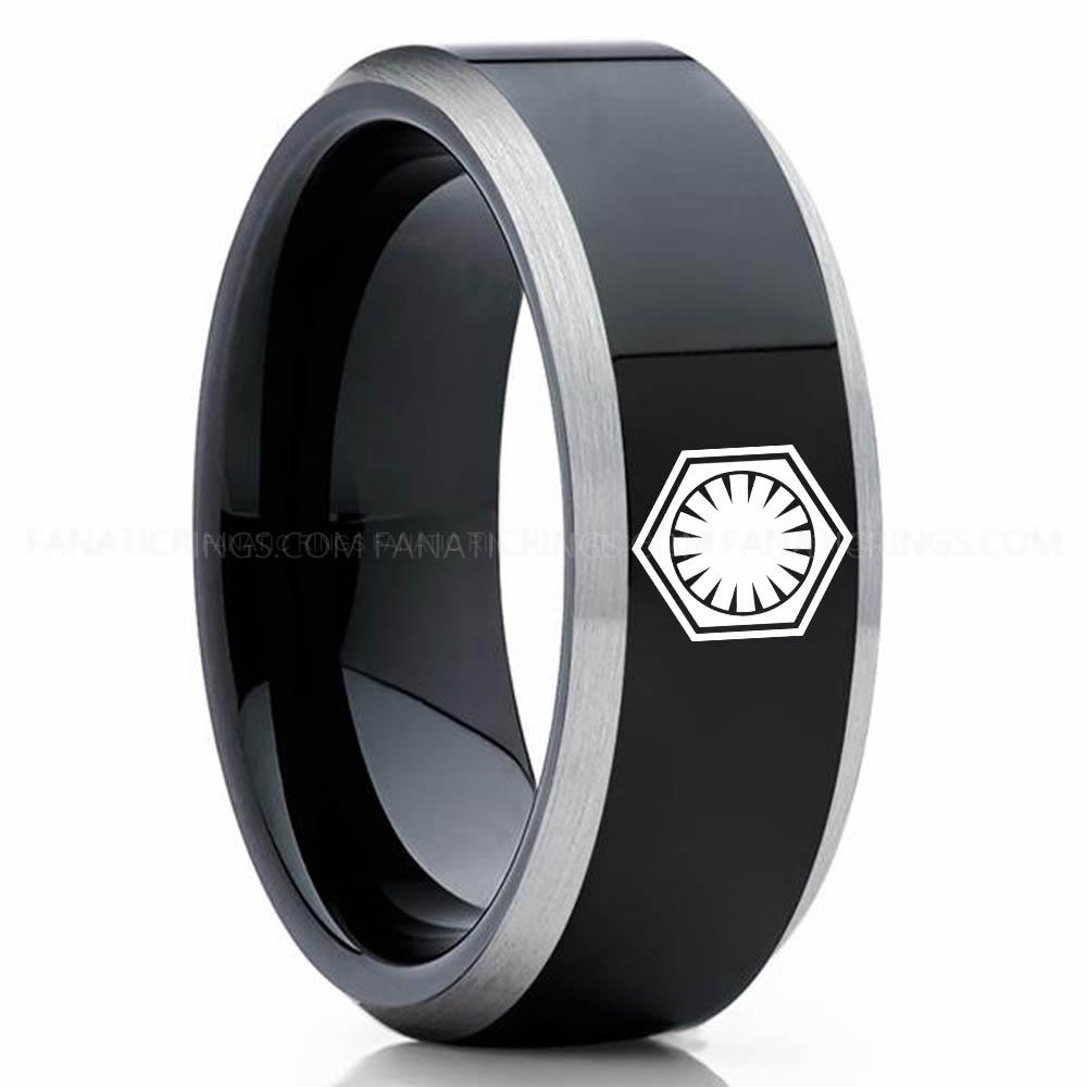 First Order Black Silver First Order Ring, Star Wars Ring, Star Wars Wedding Band, Star Wars Wedding Ring - Image 1