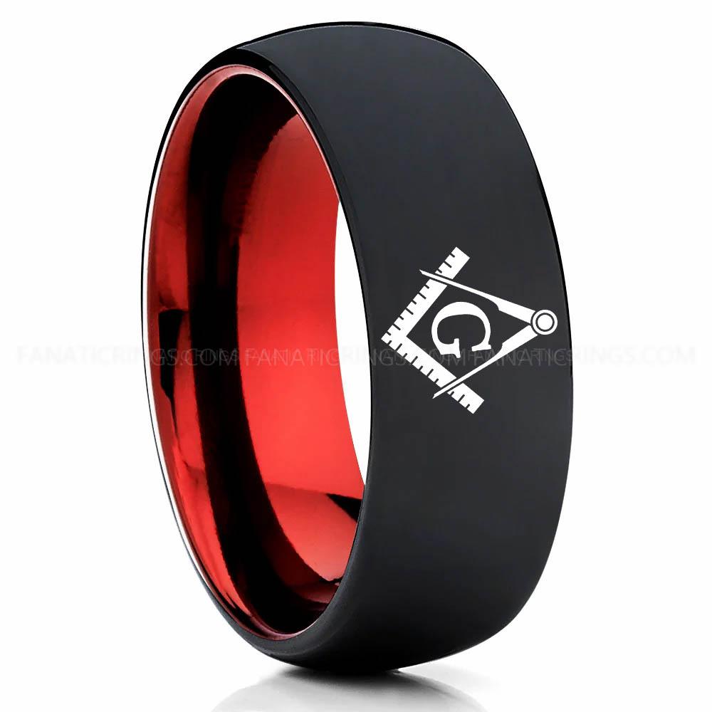Freemason Black_ Freemason Ring, Masonic Ring, Freemason Wedding Band, Freemason Wedding Ring, Masonic Jewelry - Image 1
