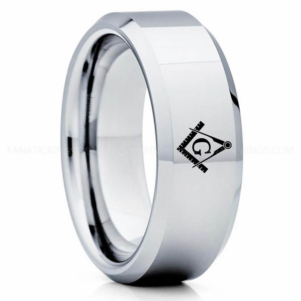 Freemason Silver 2 Freemason Ring, Masonic Ring, Freemason Wedding Band, Freemason Wedding Ring, Masonic Jewelry - Image 1