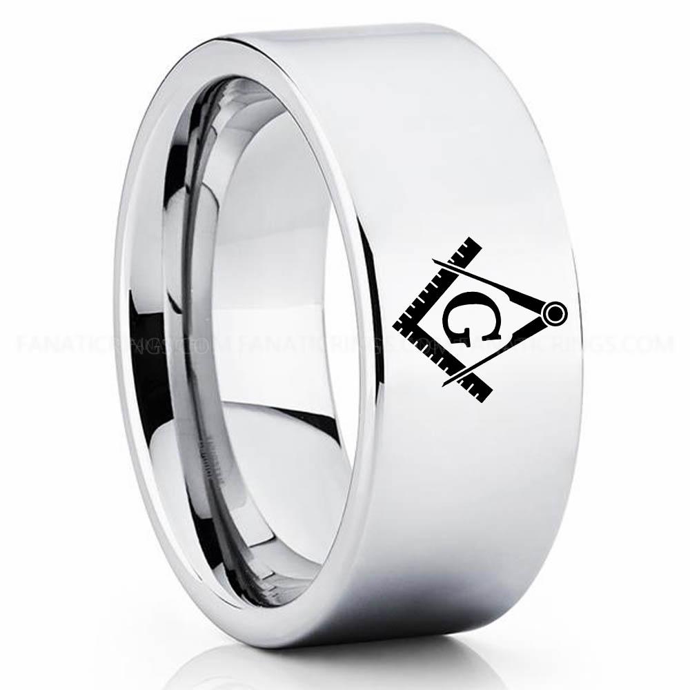 Freemason Silver 4 Freemason Ring, Masonic Ring, Freemason Wedding Band, Freemason Wedding Ring, Masonic Jewelry - Image 1