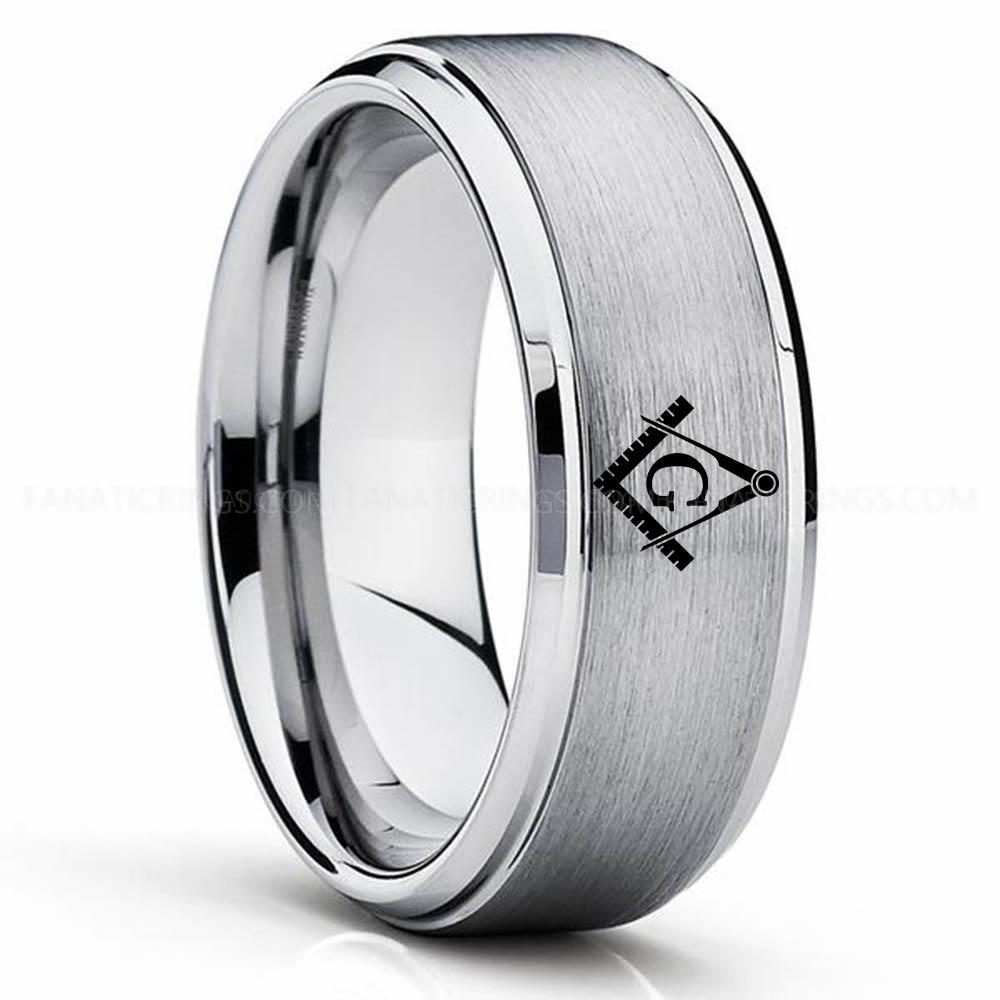 Freemason Silver Freemason Ring, Masonic Ring, Freemason Wedding Band, Freemason Wedding Ring, Masonic Jewelry - Image 1
