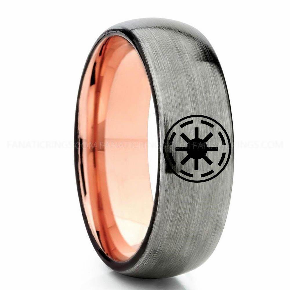 Galactic Republic Silver Pink Galactic Republic Ring, Star Wars Ring, Star Wars Wedding Band, Star Wars Wedding Ring - Image 1