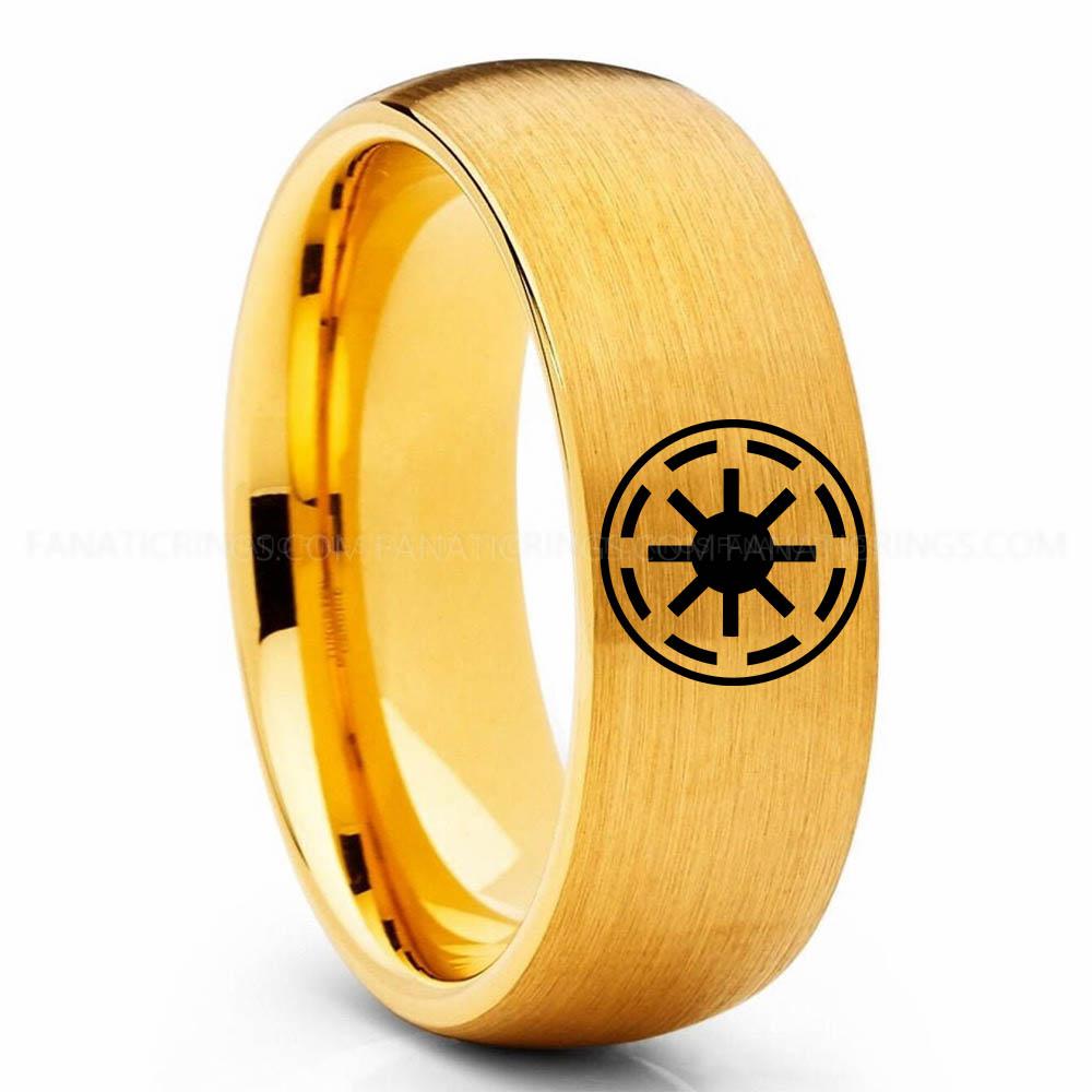 Galactic Republic Yellow Galactic Republic Ring, Star Wars Ring, Star Wars Wedding Band, Star Wars Wedding Ring - Image 1