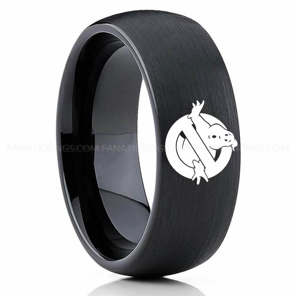 Ghostbuster Black (2) Ghostbusters Ring, Ghostbusters Wedding Band, Ghostbusters Wedding Ring, Ghostbusters Jewelry - Image 1