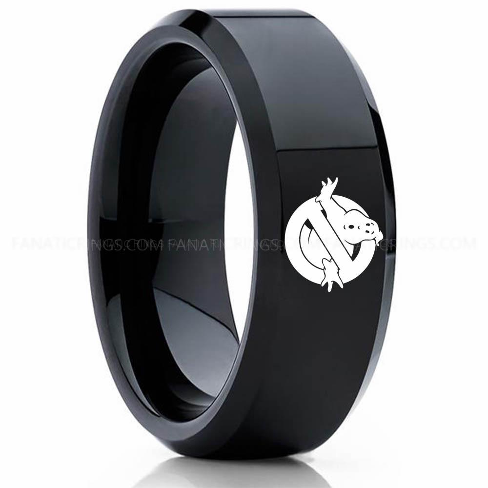Ghostbuster Black (3) Ghostbusters Ring, Ghostbusters Wedding Band, Ghostbusters Wedding Ring, Ghostbusters Jewelry - Image 1