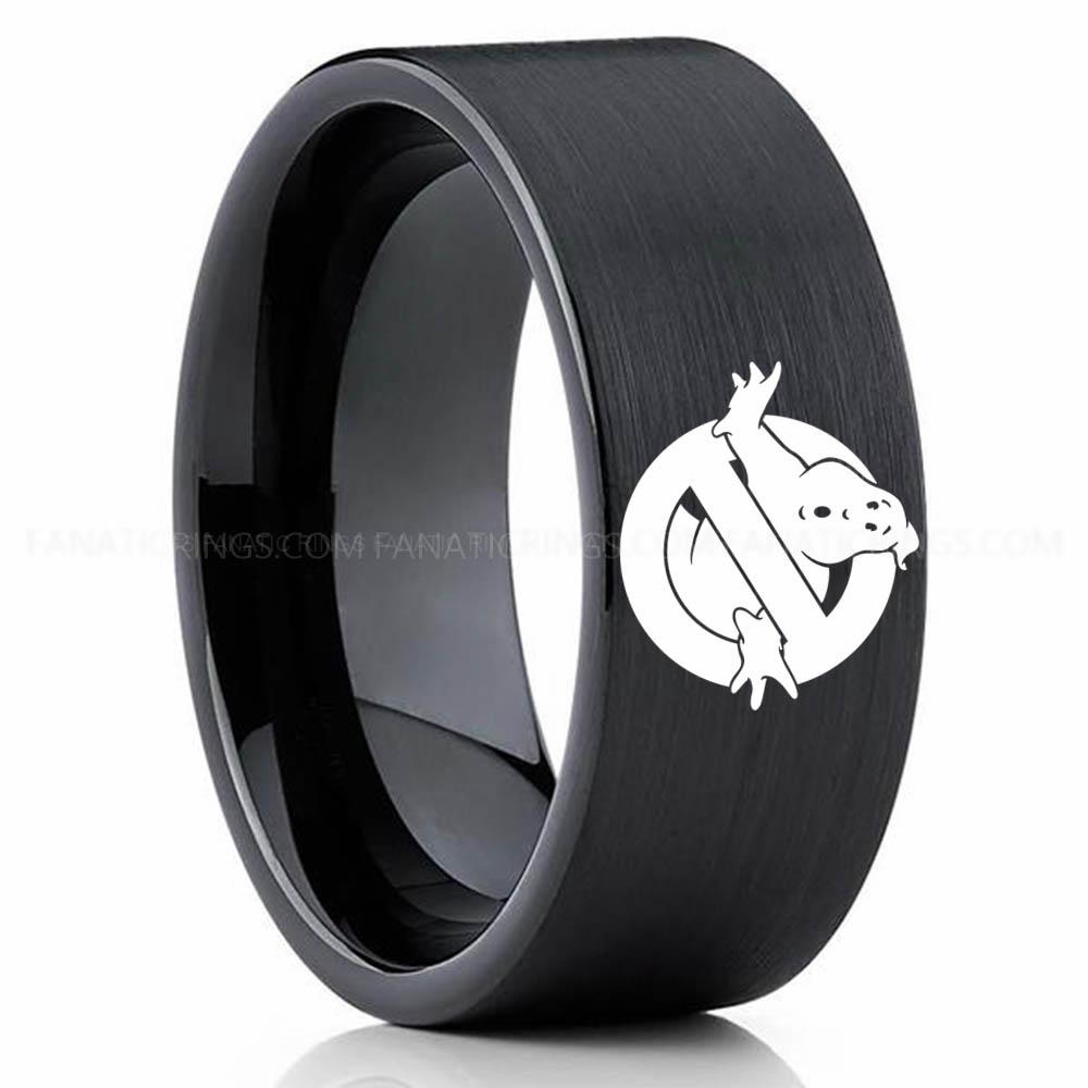 Ghostbuster Black (4) Ghostbusters Ring, Ghostbusters Wedding Band, Ghostbusters Wedding Ring, Ghostbusters Jewelry - Image 1