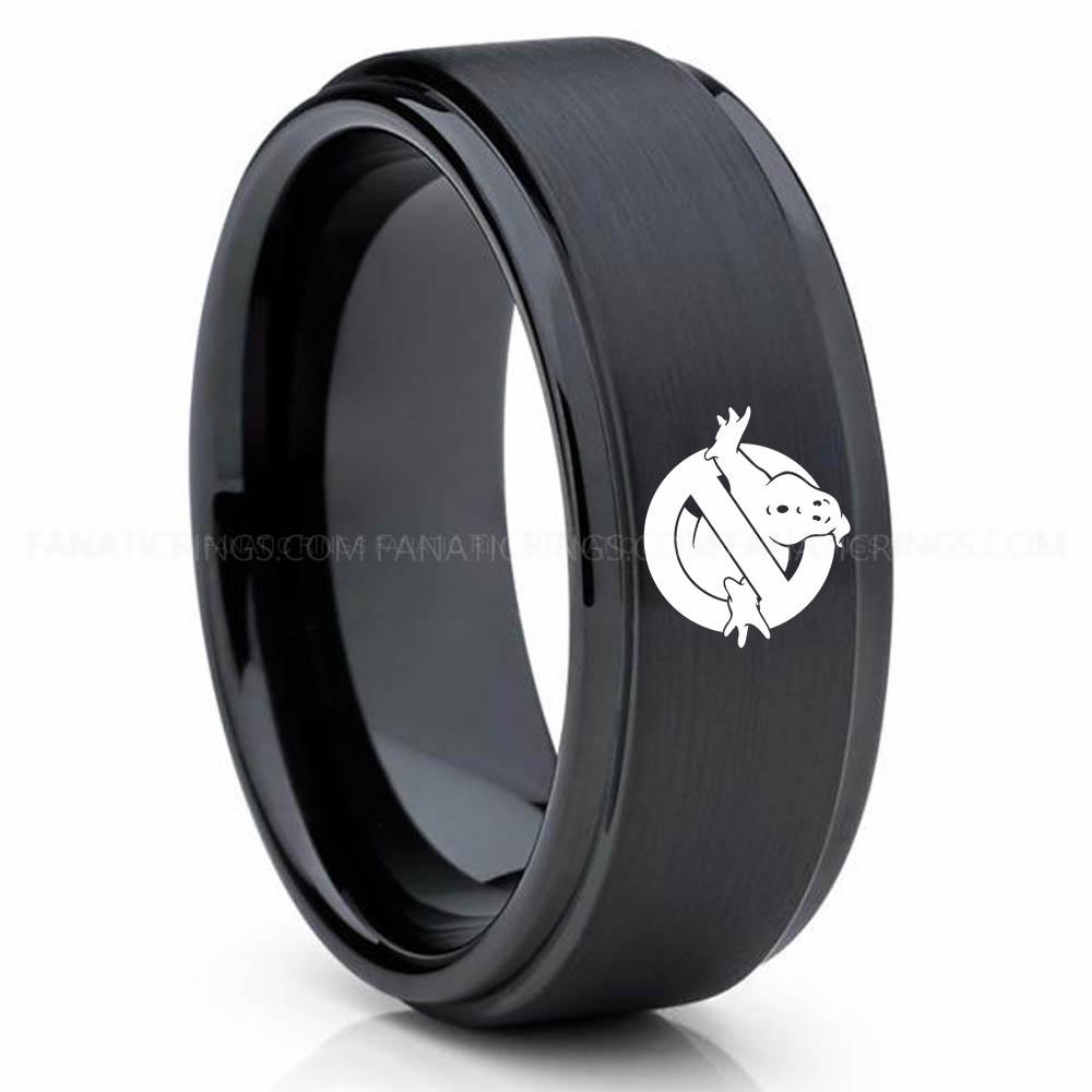 Ghostbuster Black (6) Ghostbusters Ring, Ghostbusters Wedding Band, Ghostbusters Wedding Ring, Ghostbusters Jewelry - Image 1