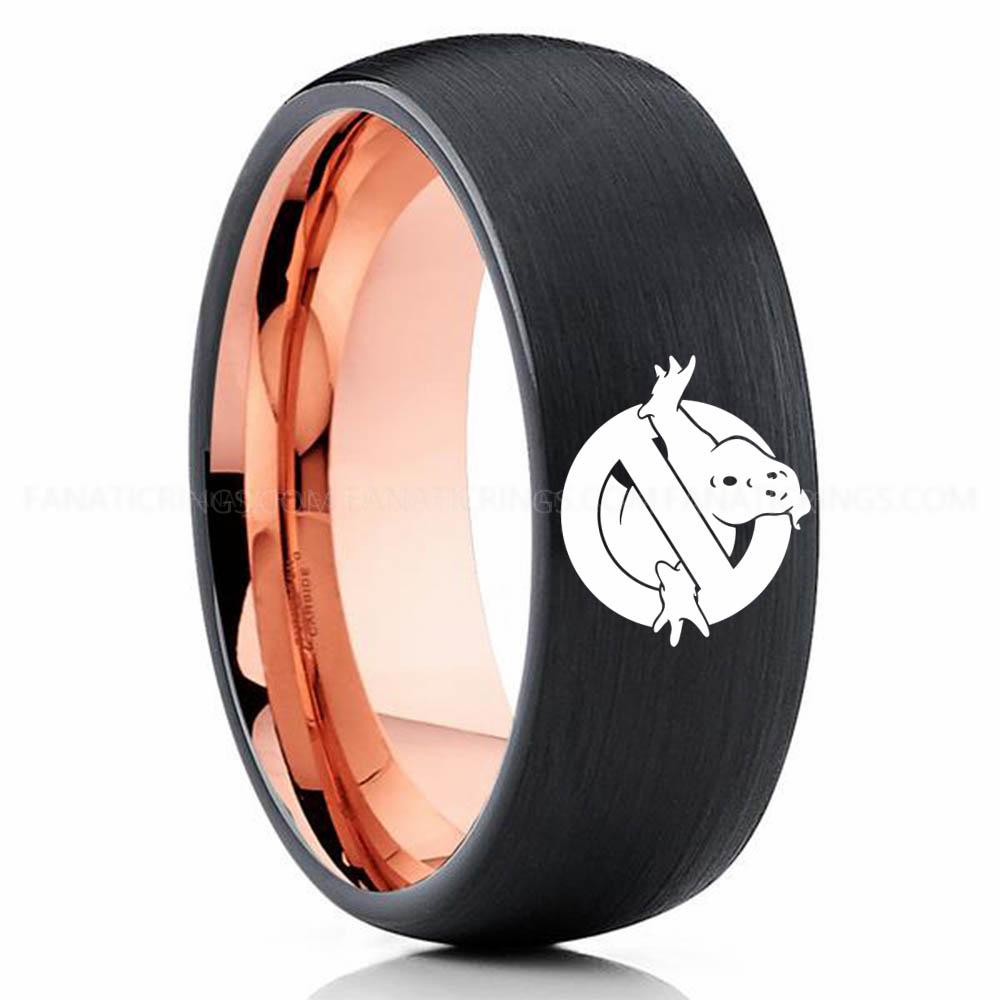 Ghostbuster Black Pink Ghostbusters Ring, Ghostbusters Wedding Band, Ghostbusters Wedding Ring, Ghostbusters Jewelry - Image 1