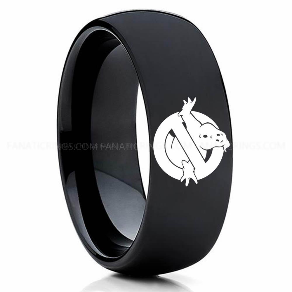 Ghostbuster Black Ghostbusters Ring, Ghostbusters Wedding Band, Ghostbusters Wedding Ring, Ghostbusters Jewelry - Image 1