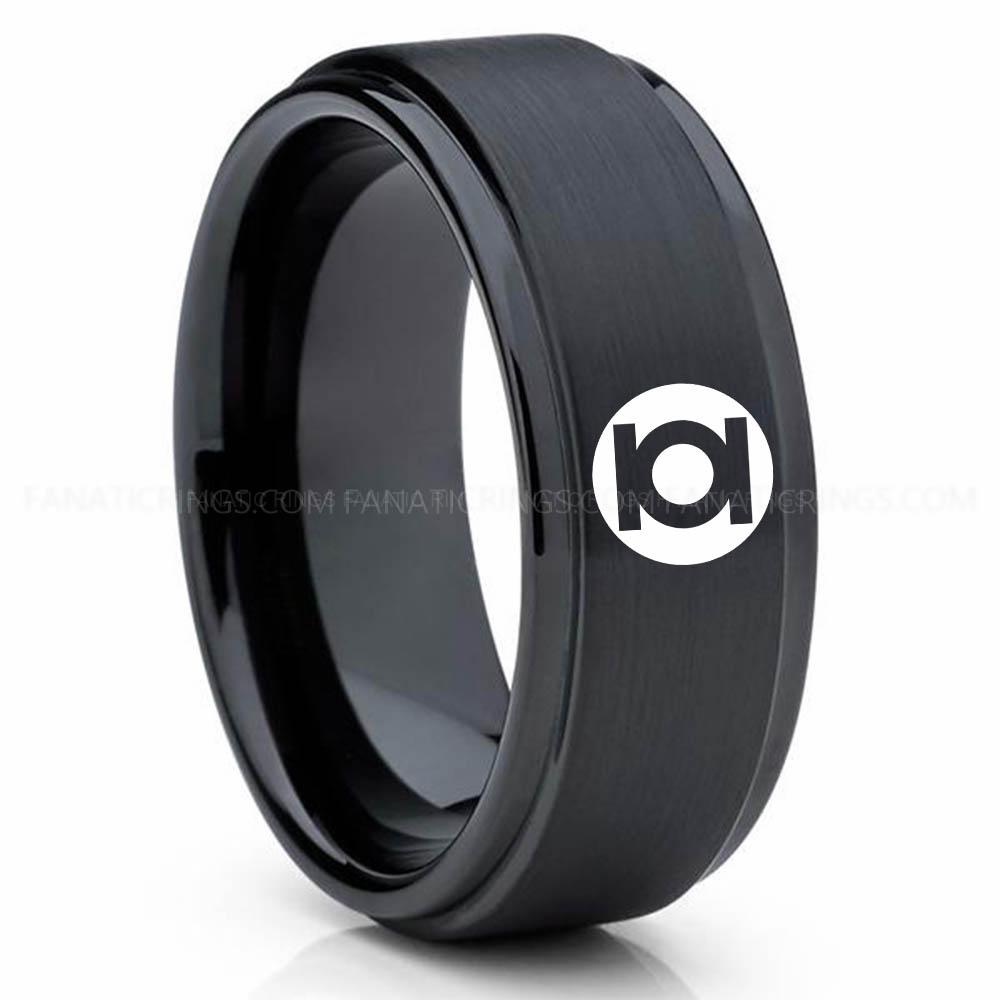 Green Lantern Black (4) Green Lantern Ring, Green Lantern Wedding Band, Green Lantern Wedding Ring, Green Lantern Jewelry - Image 1