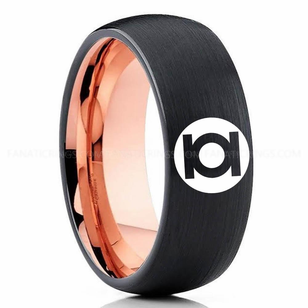 Green Lantern Black Pink (2) Green Lantern Ring, Green Lantern Wedding Band, Green Lantern Wedding Ring, Green Lantern Jewelry - Image 1