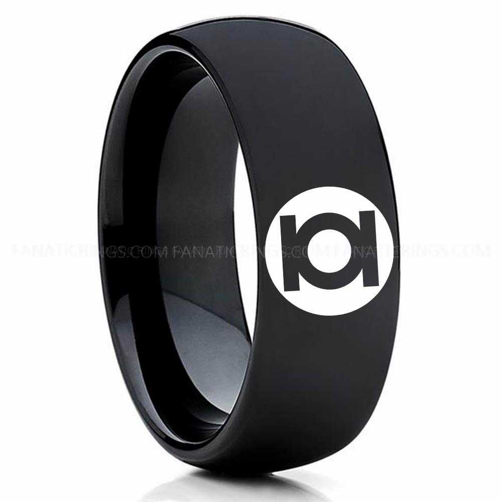 Green Lantern Black Green Lantern Ring, Green Lantern Wedding Band, Green Lantern Wedding Ring, Green Lantern Jewelry - Image 1