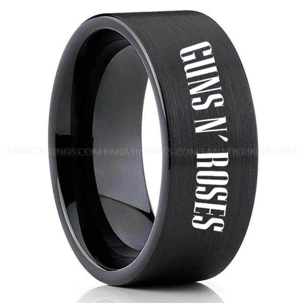 Guns & Roses 2 Guns N' Roses Ring, Guns N' Roses Wedding Band, Guns N' Roses Wedding Ring, Guns N' Roses Jewelry - Image 1