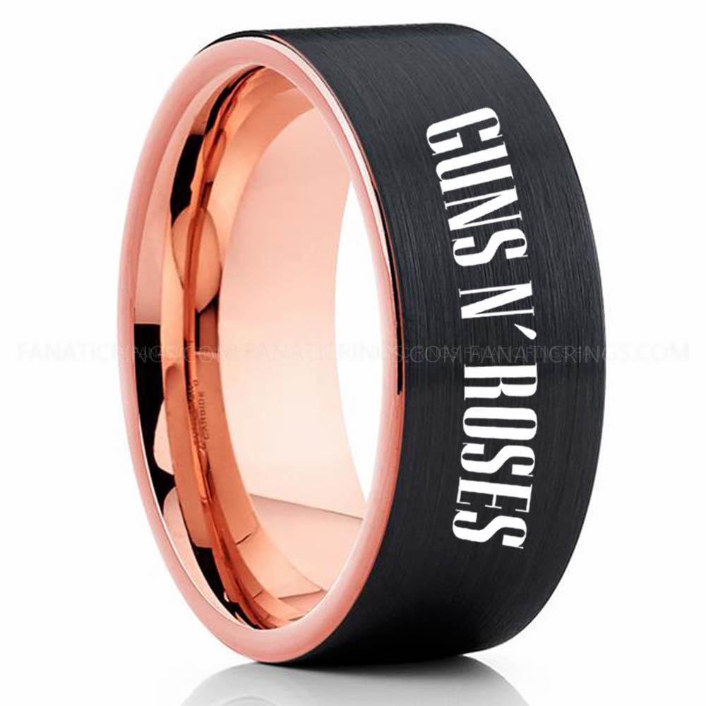 Guns & Roses Black Pink Guns N' Roses Ring, Guns N' Roses Wedding Band, Guns N' Roses Wedding Ring, Guns N' Roses Jewelry - Image 1