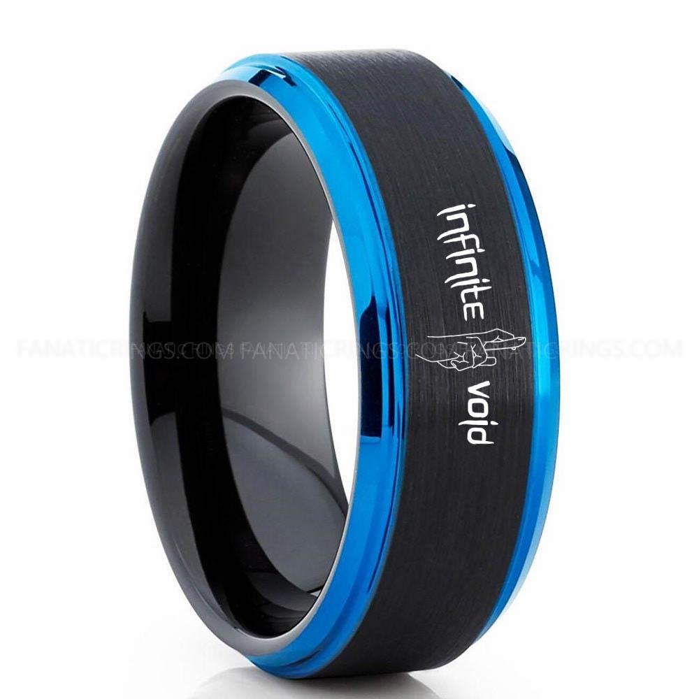 Infinite Black Blue (1) Jujutsu Kaisen Ring, Gojo's Infinite Void Ring, Jujutsu Kaisen Wedding Band, Jujutsu Kaisen Jewelry - Image 1