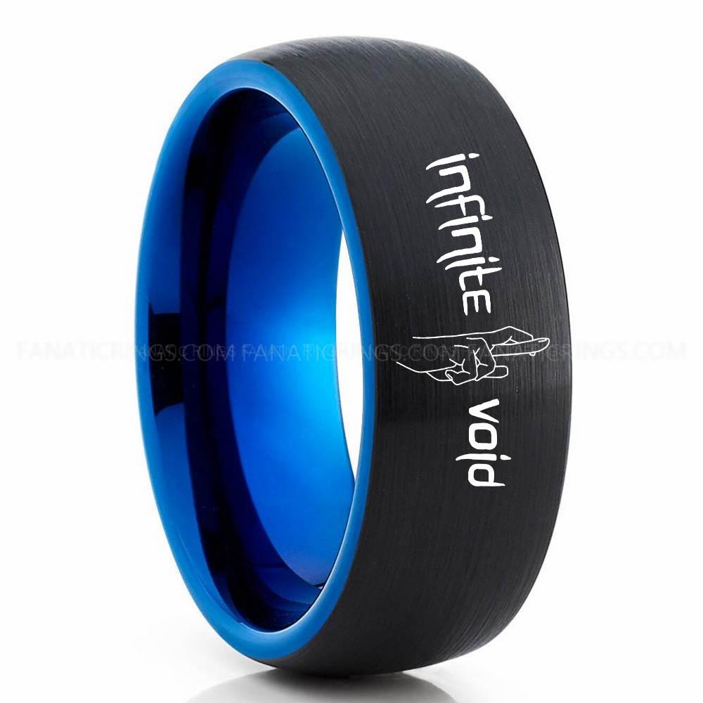 Infinite Black Blue 2 (1) Jujutsu Kaisen Ring, Gojo's Infinite Void Ring, Jujutsu Kaisen Wedding Band, Jujutsu Kaisen Jewelry - Image 1