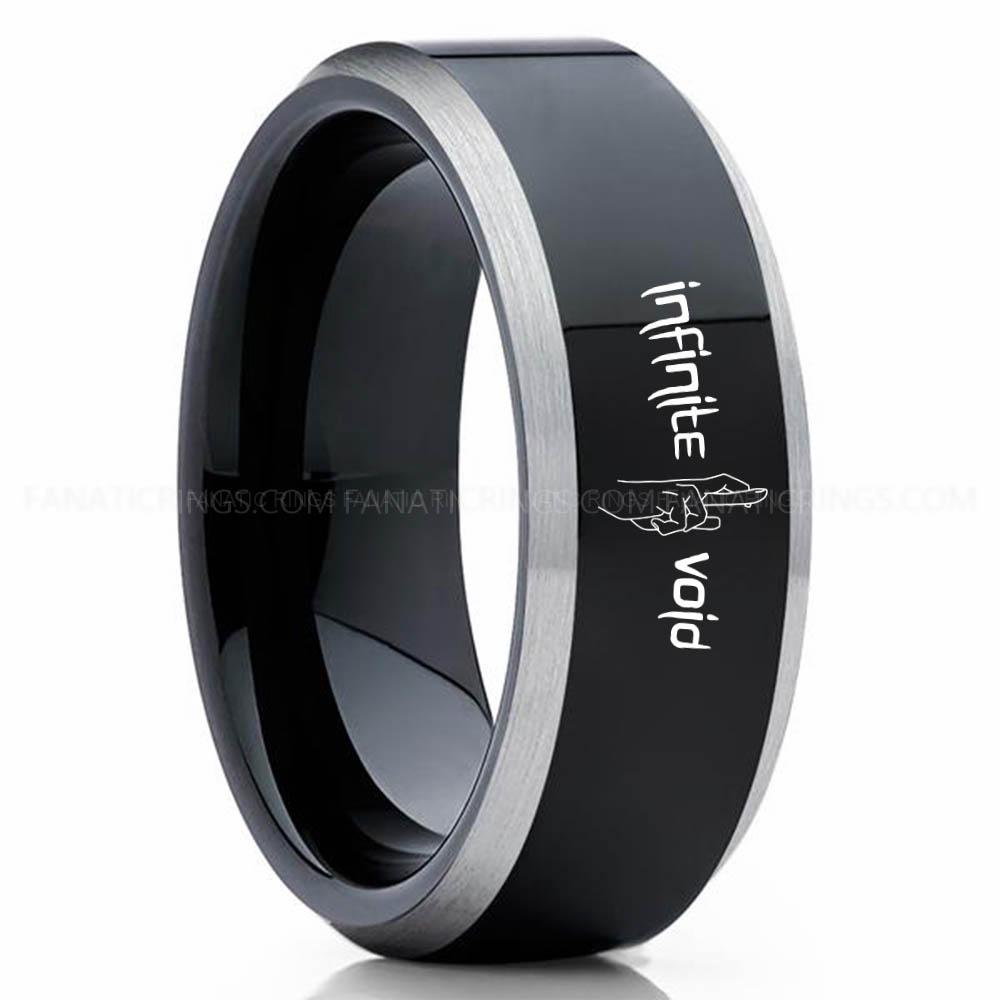 Infinite Black Silver 2 (1) Jujutsu Kaisen Ring, Gojo's Infinite Void Ring, Jujutsu Kaisen Wedding Band, Jujutsu Kaisen Jewelry - Image 1