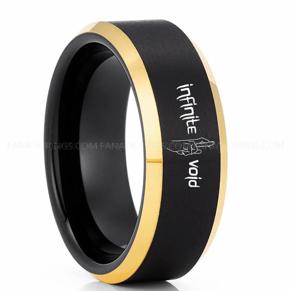 Infinite Black Yellow (1) Jujutsu Kaisen Ring, Gojo's Infinite Void Ring, Jujutsu Kaisen Wedding Band, Jujutsu Kaisen Jewelry - Image 1
