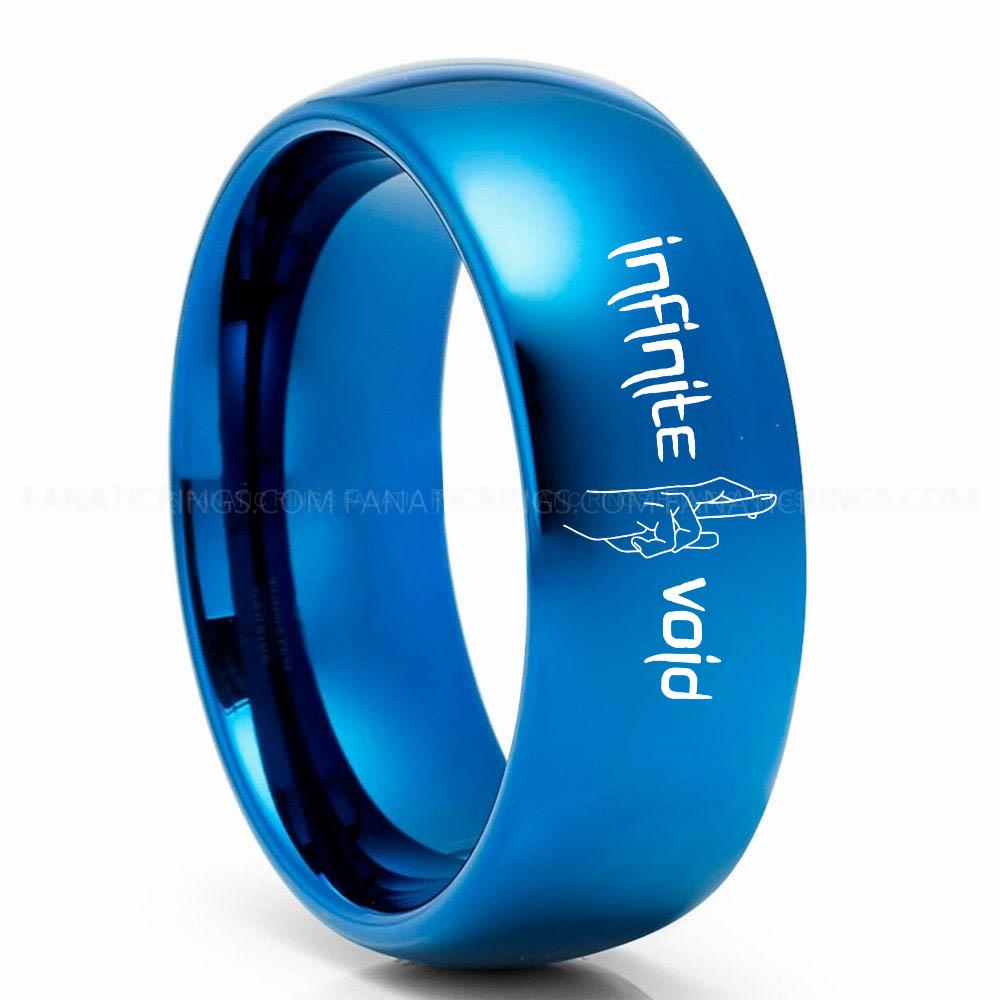 Infinite Blue (3) Jujutsu Kaisen Ring, Gojo's Infinite Void Ring, Jujutsu Kaisen Wedding Band, Jujutsu Kaisen Jewelry - Image 1