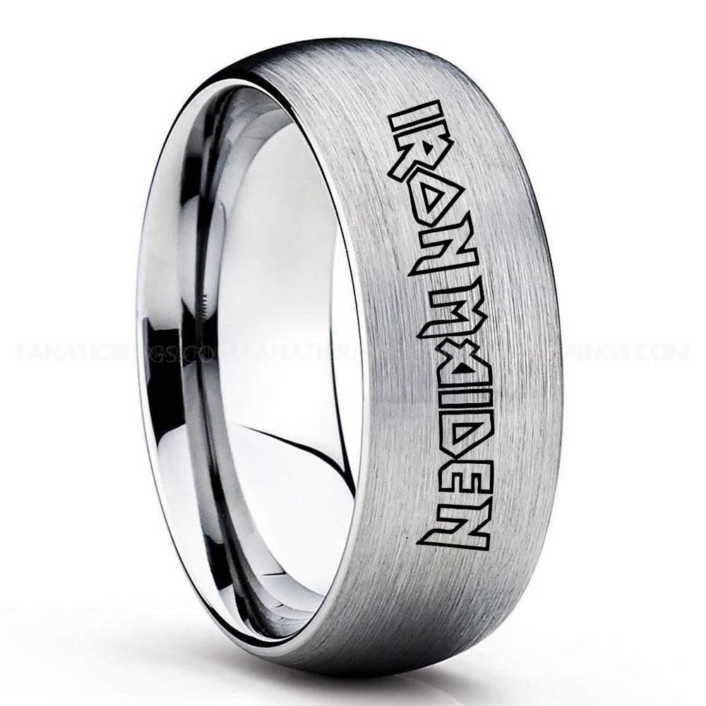 Iron Maiden Silver Iron Maiden Ring, Iron Maiden Wedding Band, Iron Maiden Wedding Ring, Heavy Metal Jewelry - Image 1