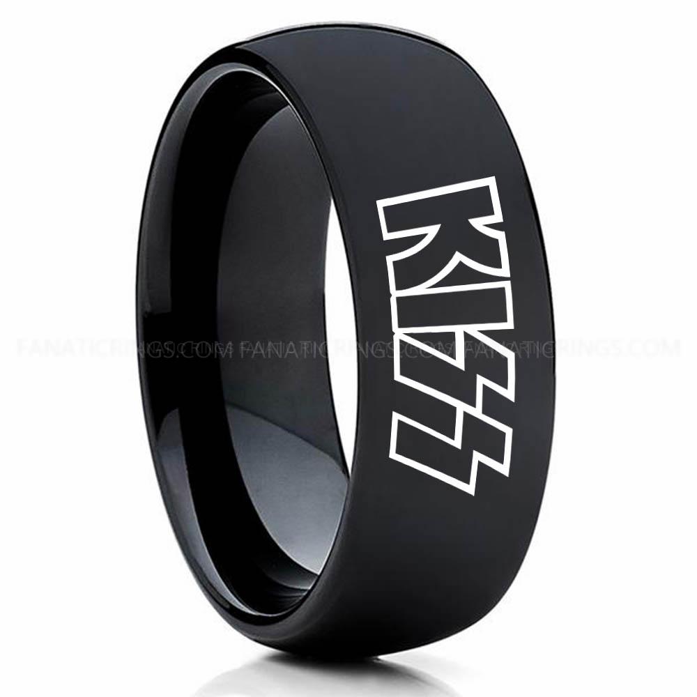 Kiss Black 3 KISS Ring, KISS Wedding Band, KISS Wedding Ring, KISS Jewelry - Image 1