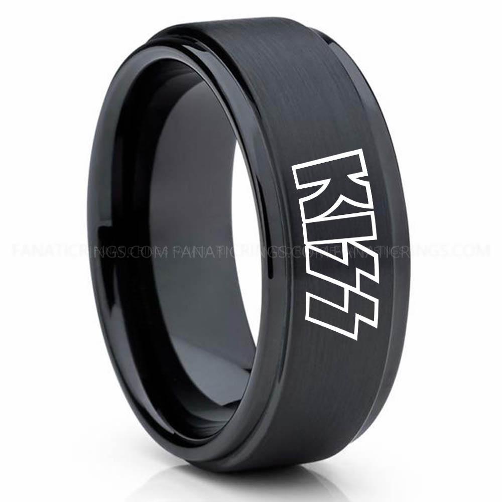 Kiss Black KISS Ring, KISS Wedding Band, KISS Wedding Ring, KISS Jewelry - Image 1