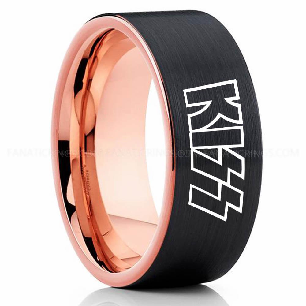 Kiss Black_ KISS Ring, KISS Wedding Band, KISS Wedding Ring, KISS Jewelry - Image 1