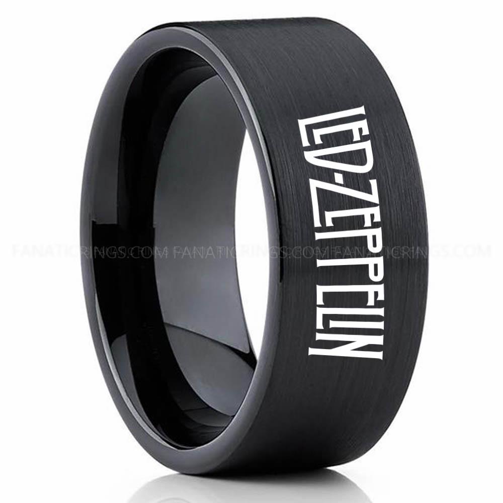 Led Zeppelin Black 2 Led Zeppelin Ring, Led Zeppelin Wedding Band, Led Zeppelin Wedding Ring, Led Zeppelin Jewelry - Image 1