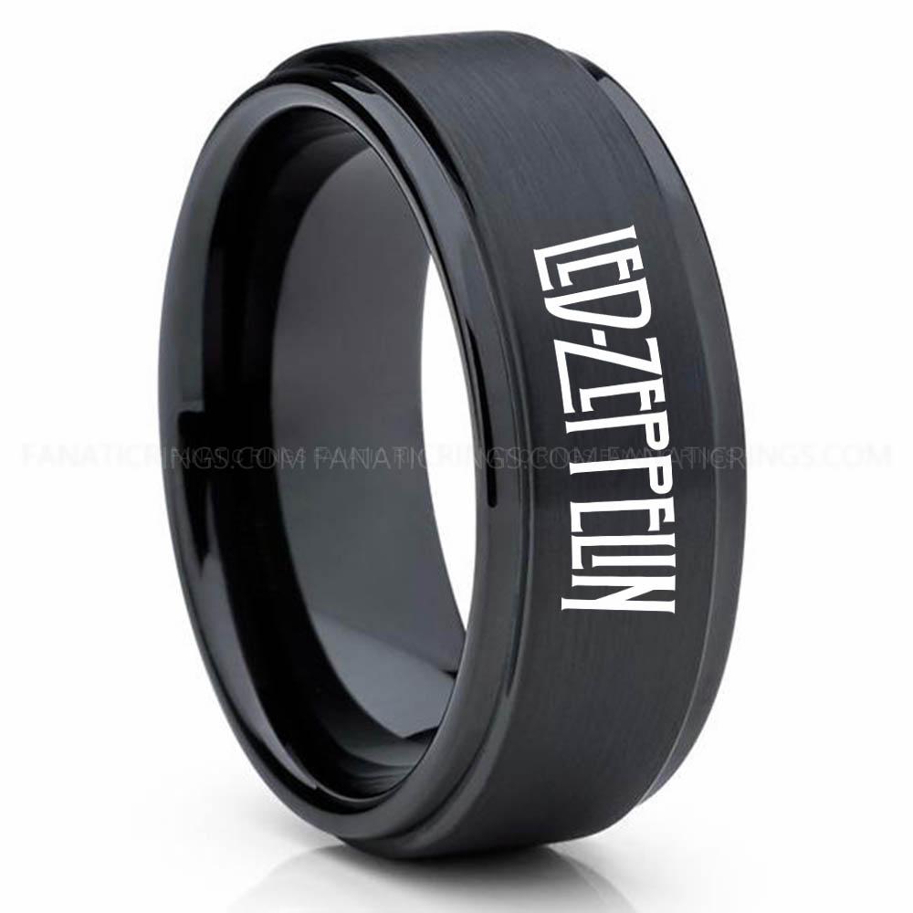 Led Zeppelin Black 3 Led Zeppelin Ring, Led Zeppelin Wedding Band, Led Zeppelin Wedding Ring, Led Zeppelin Jewelry - Image 1