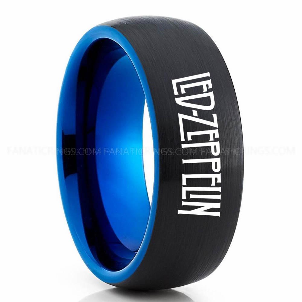Led Zeppelin Black Blue 2 Led Zeppelin Ring, Led Zeppelin Wedding Band, Led Zeppelin Wedding Ring, Led Zeppelin Jewelry - Image 1